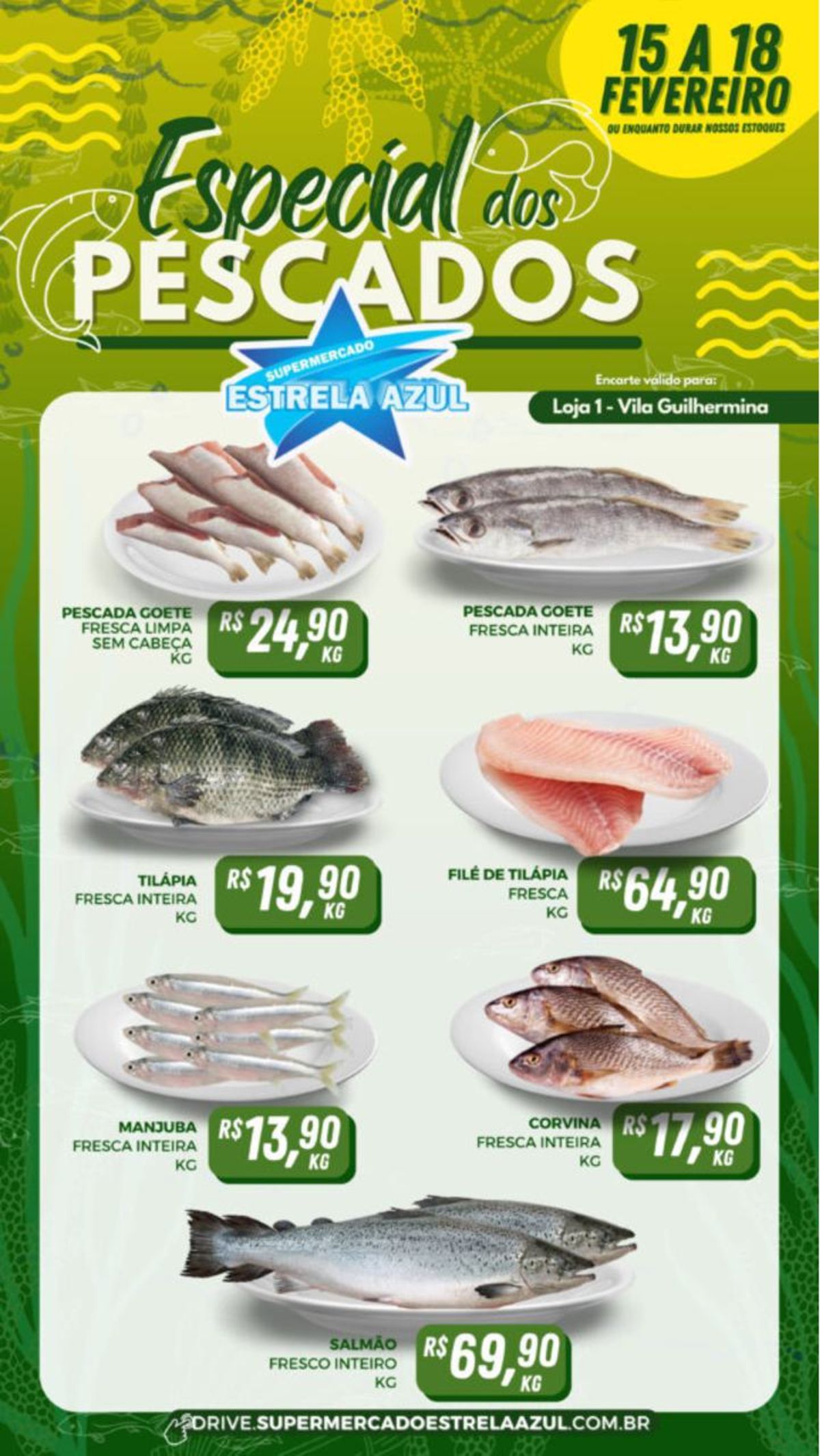 Ofertas de peixes frescos no Supermercado Estrela Azul