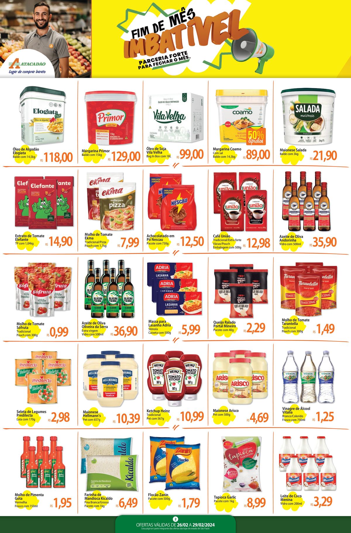 Ofertas em óleo de algodão, extrato de tomate, molho de tomate e mais!