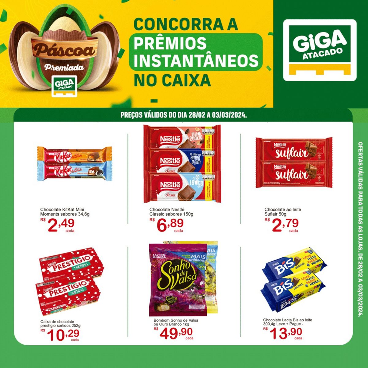 Chocolate KitKat Mini, bombom Sonho de Valsa Lacta Bis e mais em promoção