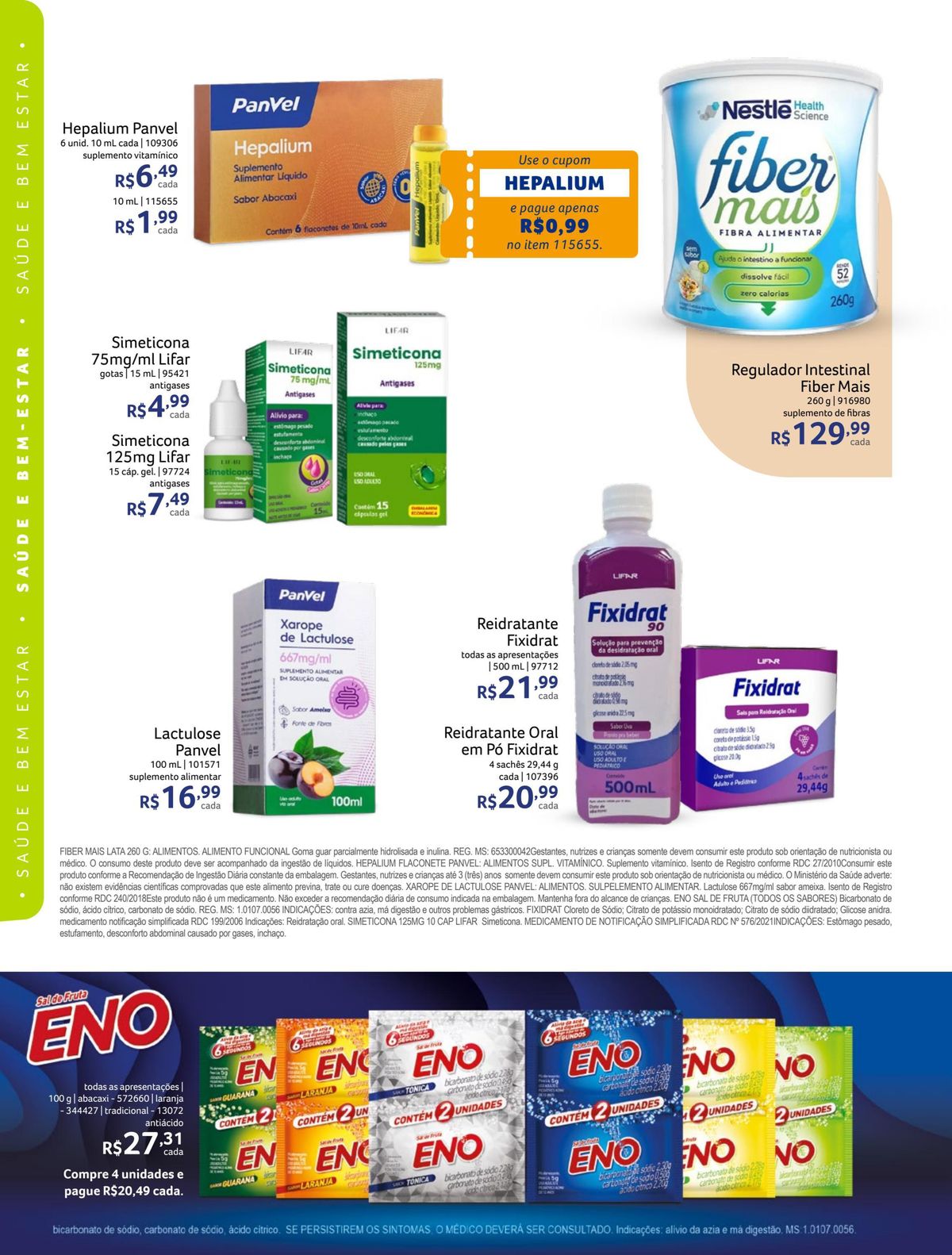 Suplementos vitamínicos e reguladores intestinais em promoção