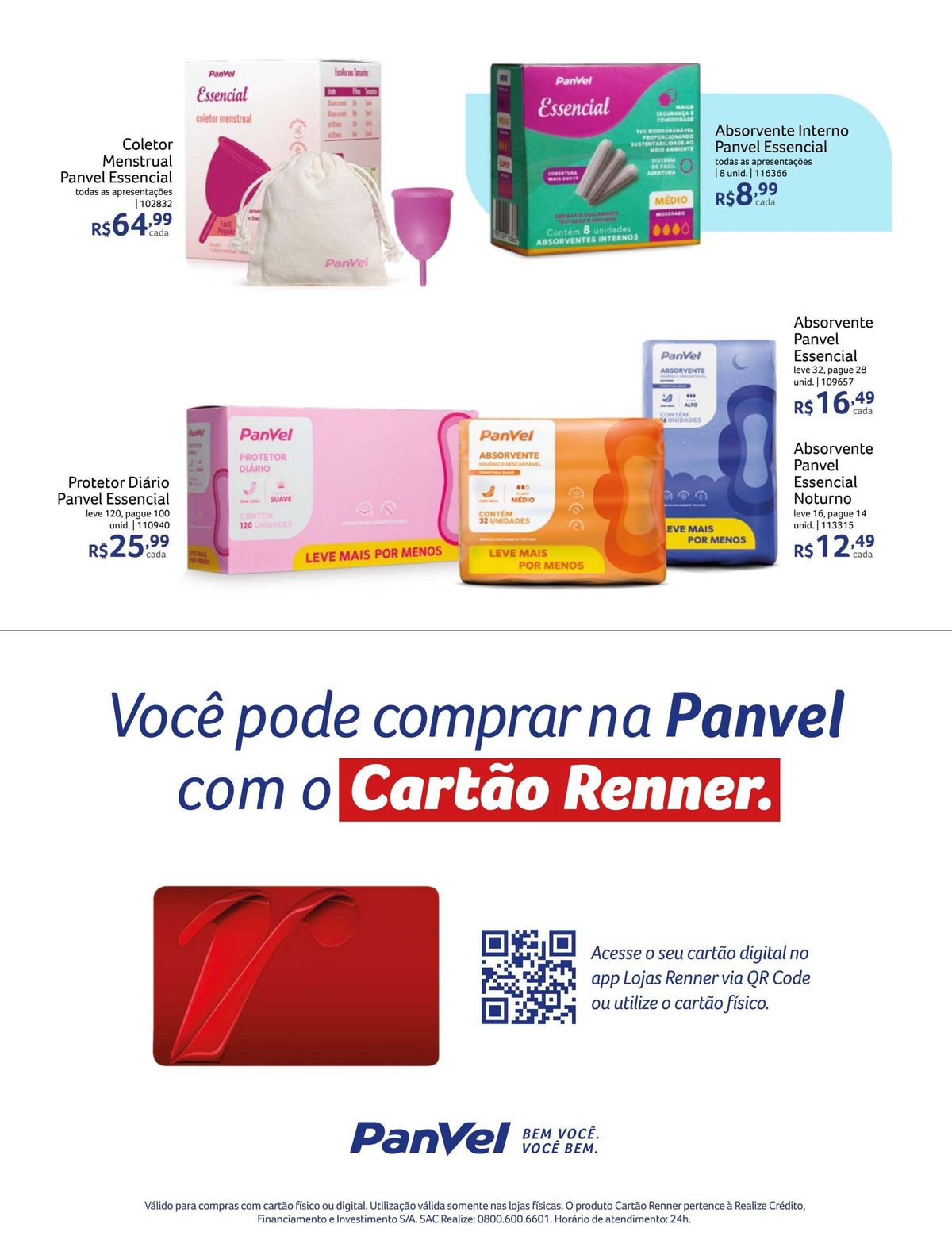 Absorvente Panvel Essencial: leve 32, pague 26 unid. + mais ofertas