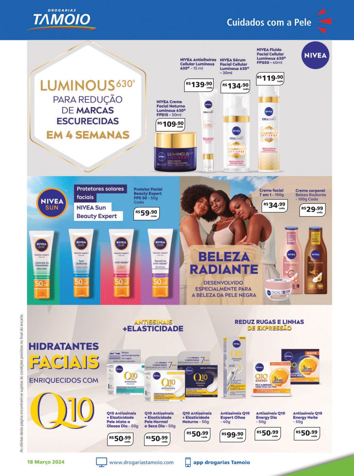 Fluido NIVEA, Protetor Solar Luminous FPS50, Creme Antissinais Q10, Beauty Expert - Cuidados com a 