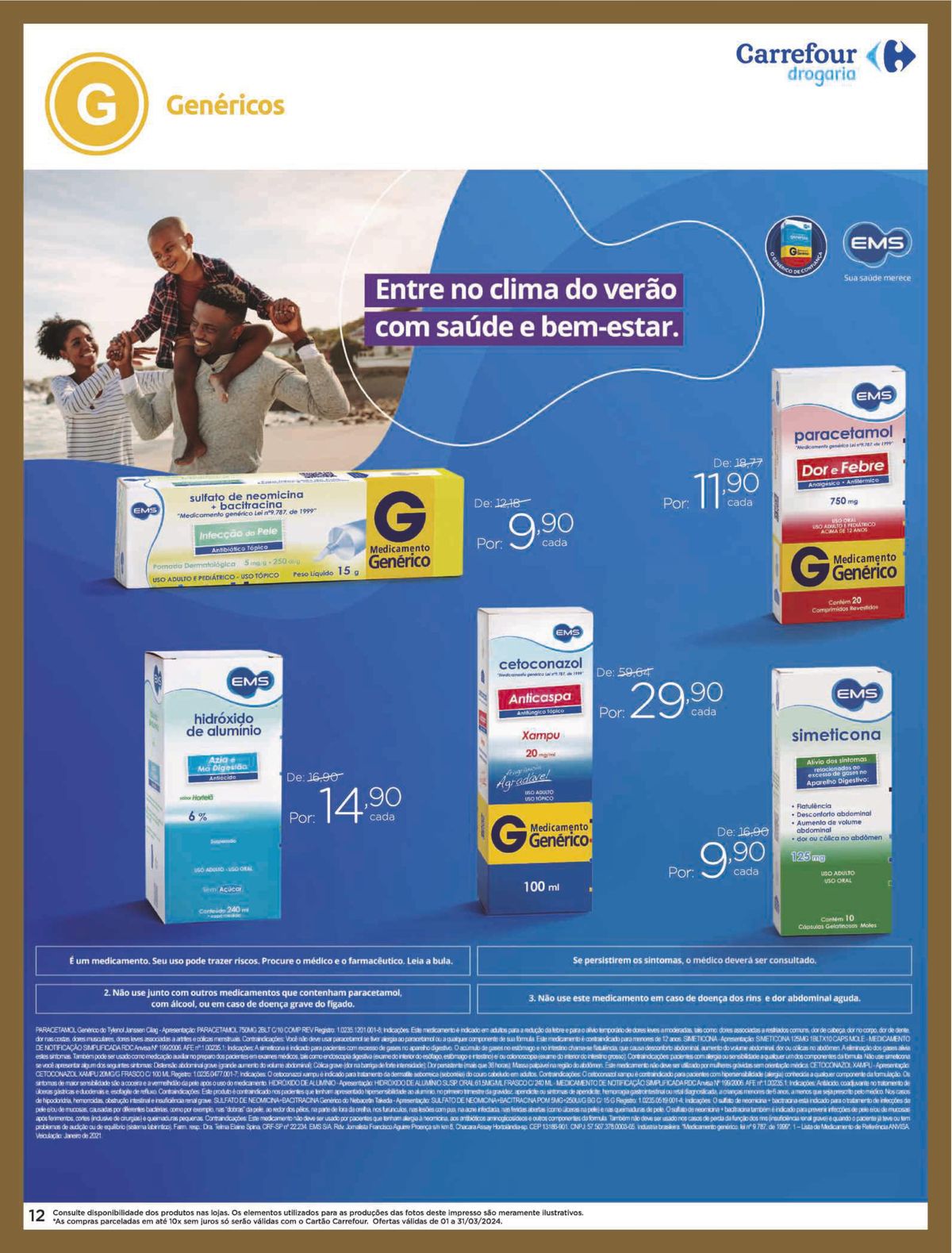 Genéricos em promoção na Drogarias Carrefour