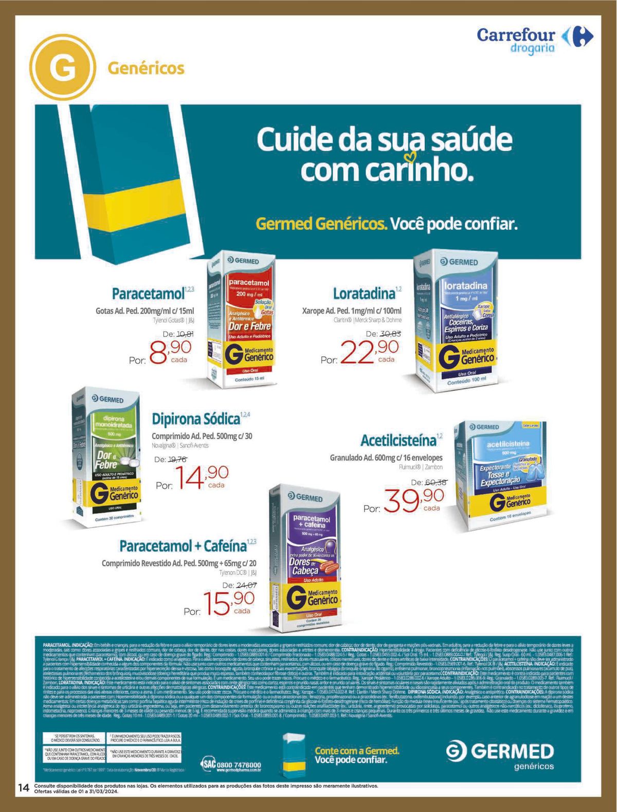 Promoção de Genéricos da Germed na Drogaria Carrefour - Fevereiro 2024