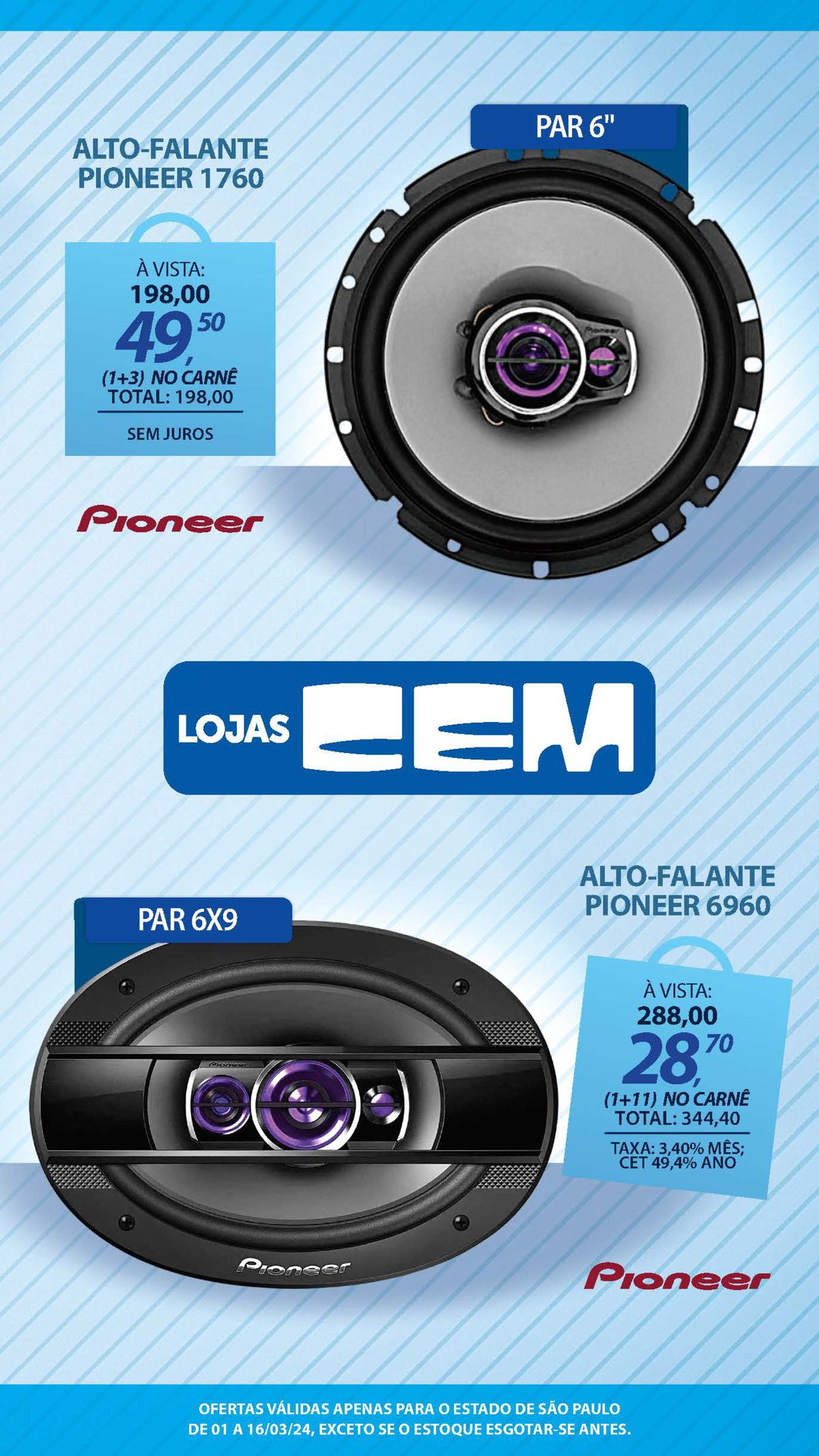 Alto-falantes Pioneer em promoção