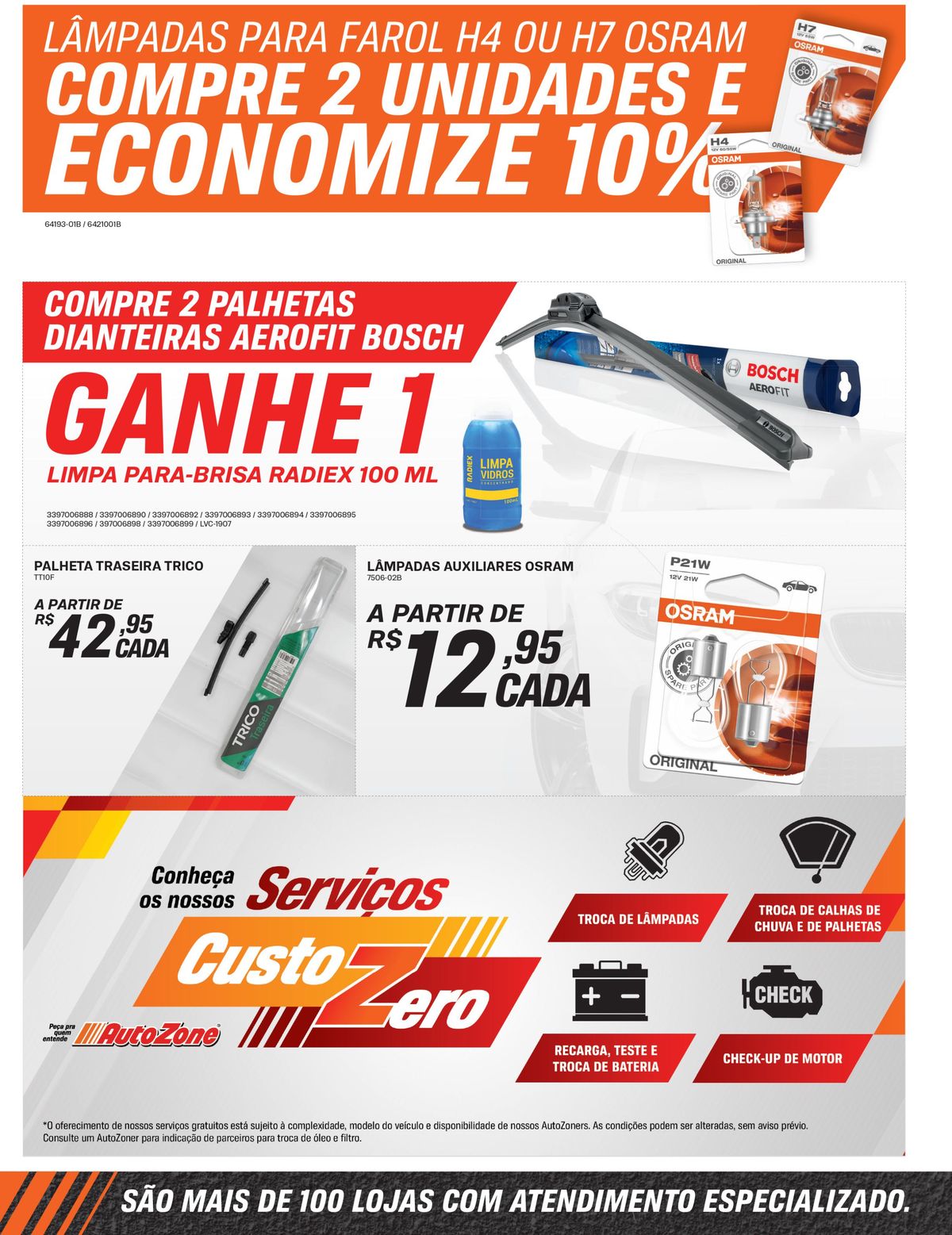 Promoção de palhetas traseiras e lâmpadas auxiliares