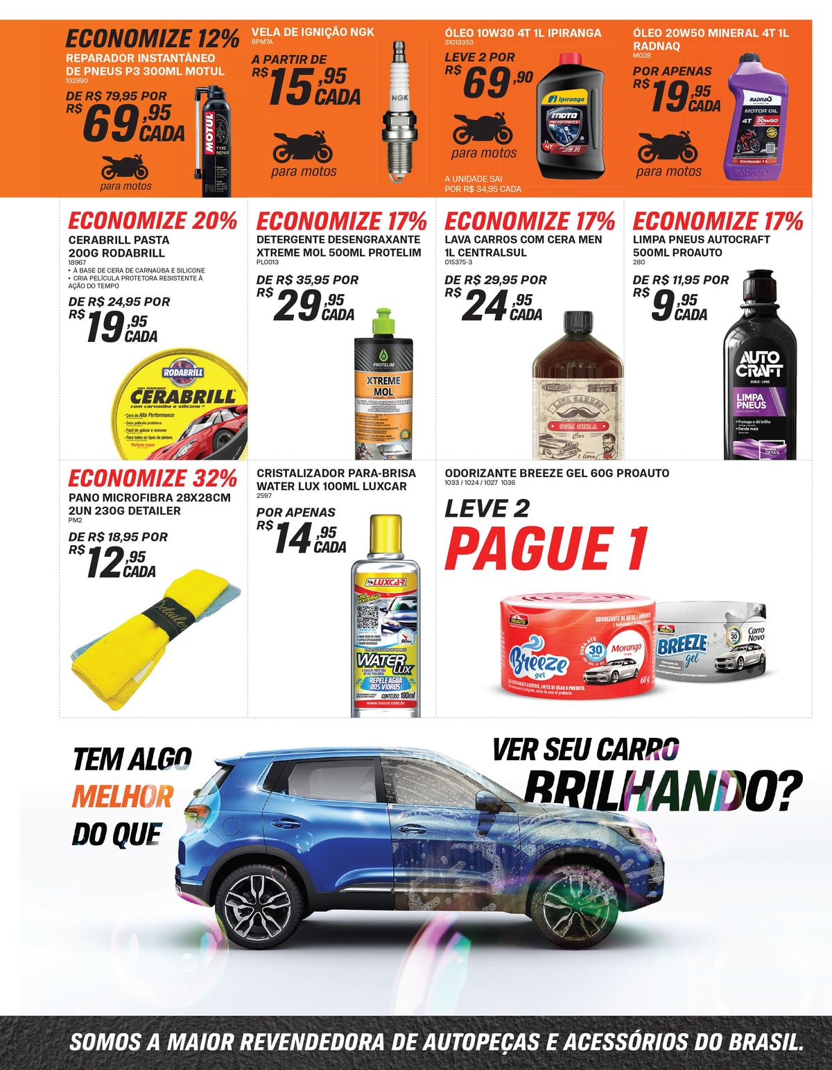 Descontos em produtos para motos e acessórios de limpeza