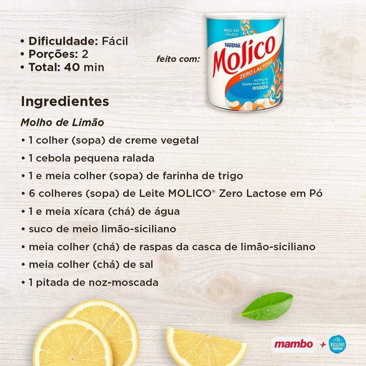 Promoção de ingredientes para Molho de Limão