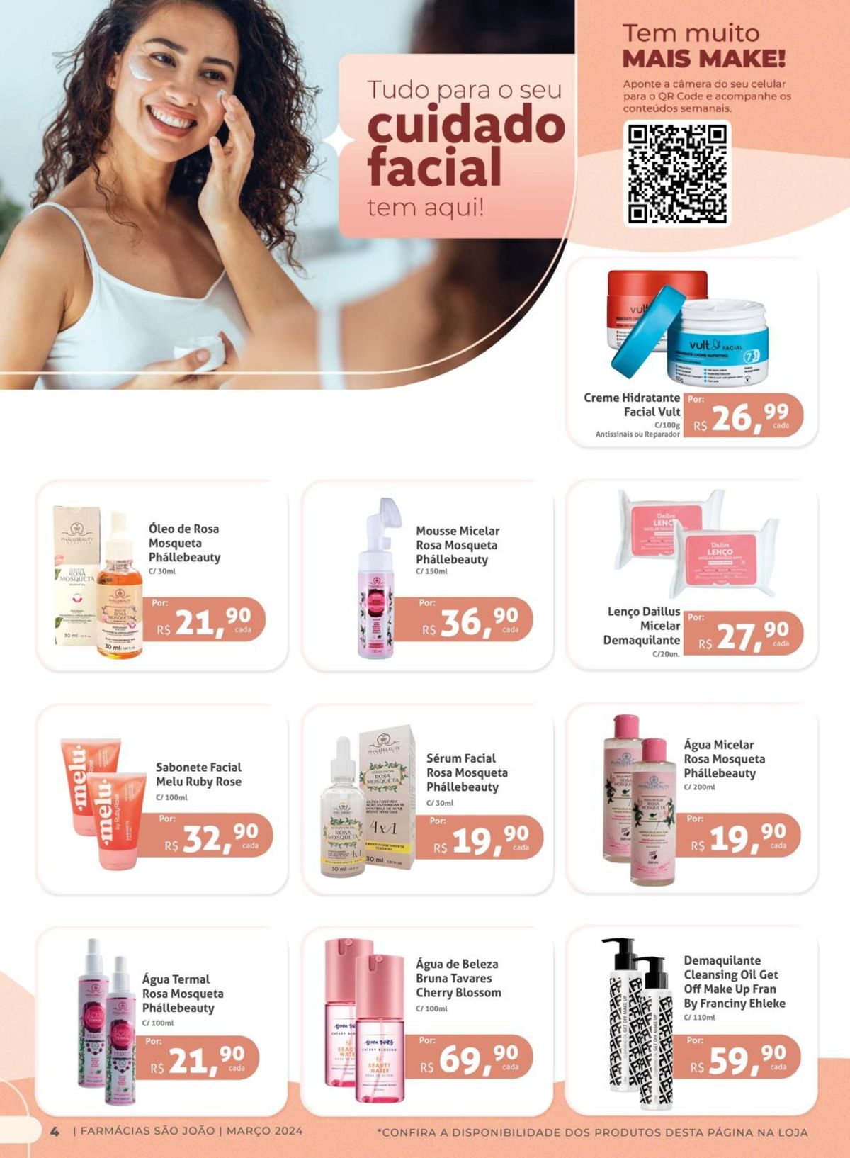 Promoção em produtos de cuidados faciais e maquiagem