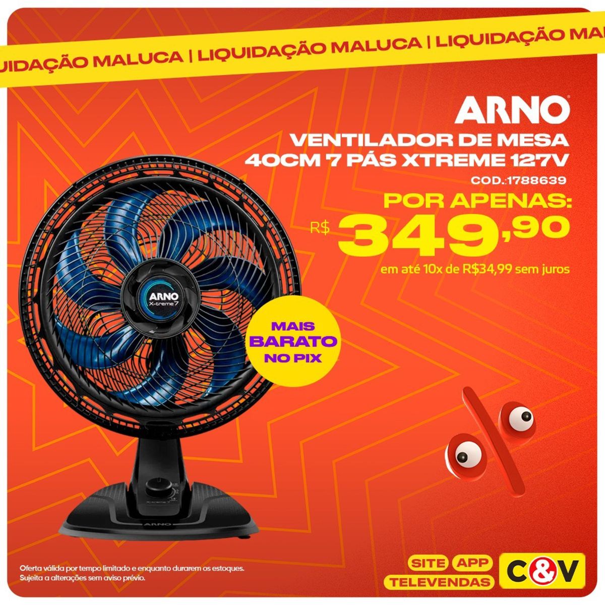 Ventilador de Mesa 40cm 7 Pás Xtreme 127V