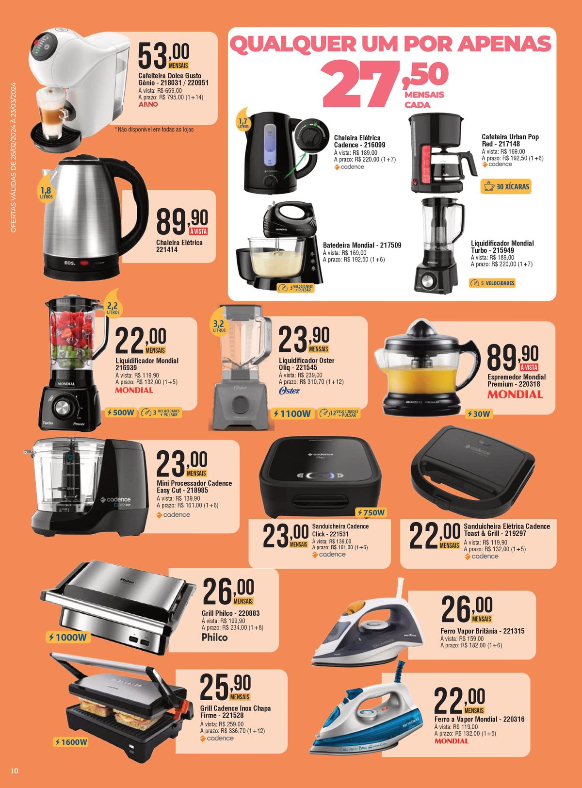 Promoções em eletrodomésticos: cafeteiras, chaleiras, liquidificadores e mais