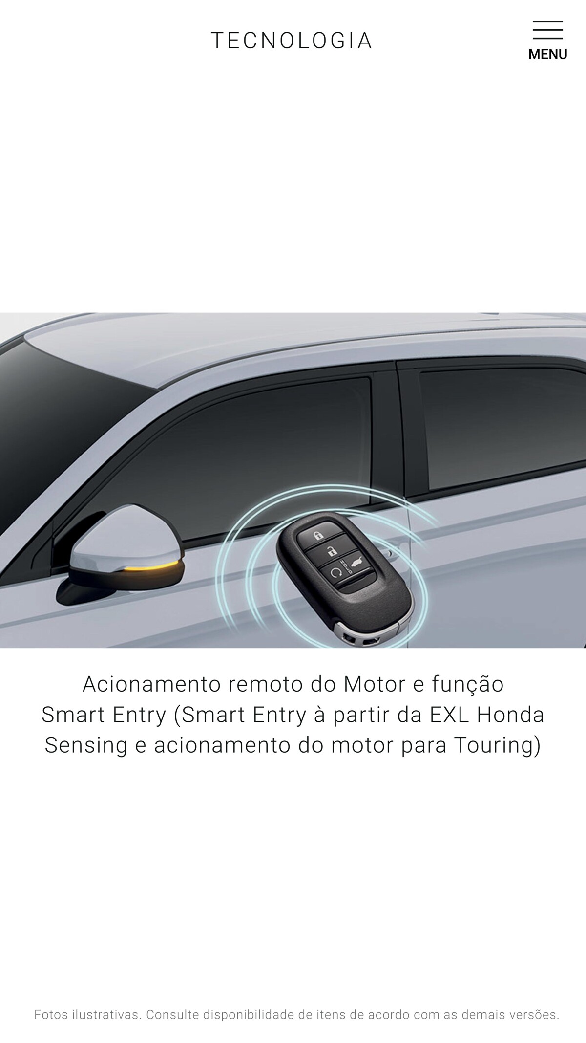 Acionamento remoto do Motor e função Smart Entry