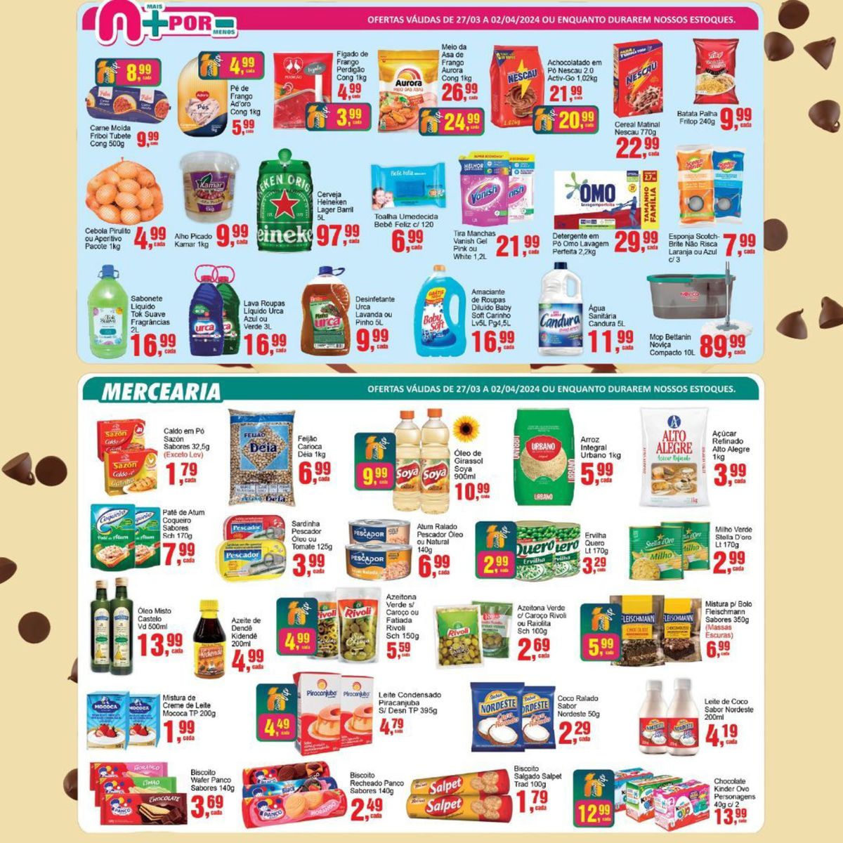 Ofertas de Supermercados em Pat de Atum, Mistura de Creme de Leite, Biscoto, Kidendo e Biscoto Rech