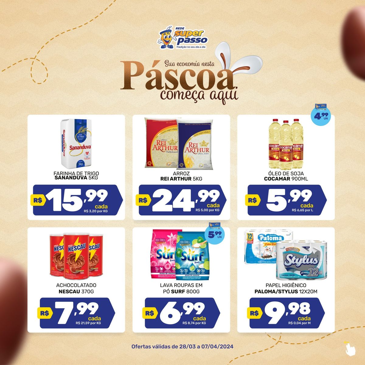 Farinha de trigo Sananduva 5kg, Óleo de soja Cocamar 900ml e Mais em Promoção