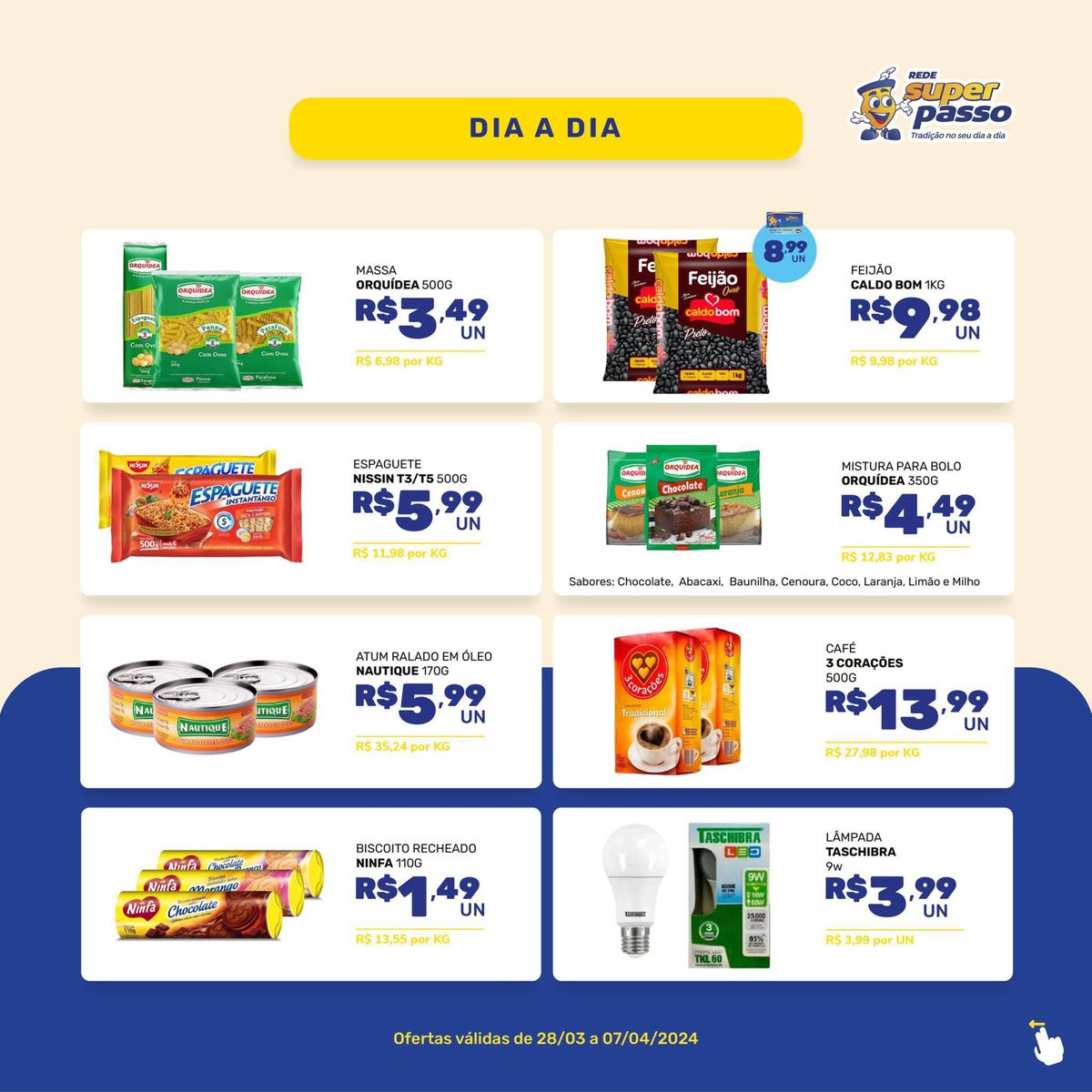 Ofertas de supermercado para o dia a dia: massa, feijão, bolo e mais