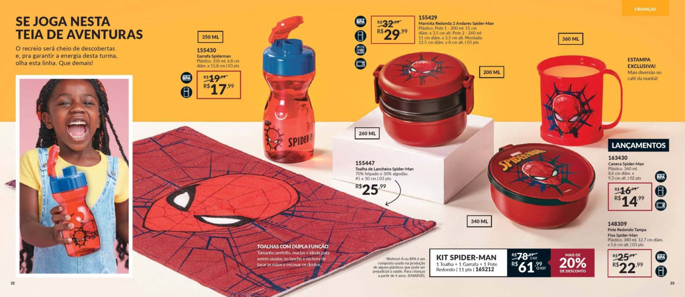 Marmita Redonda 2 Andares Spider-Man - R$ 39