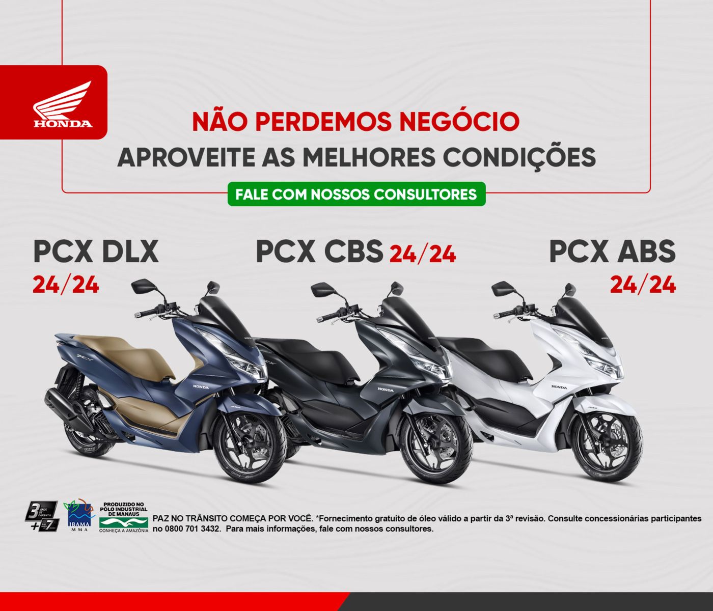 Oferta Imperdível: PCX DLX, PCX CBS e PCX ABS em Condições Especiais