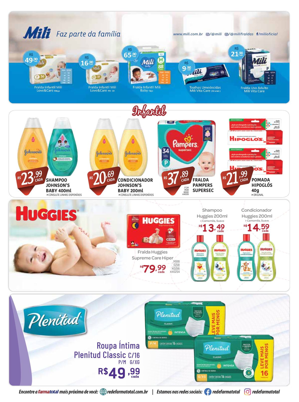 Promoção de fraldas e produtos para bebês na FarmaTotal