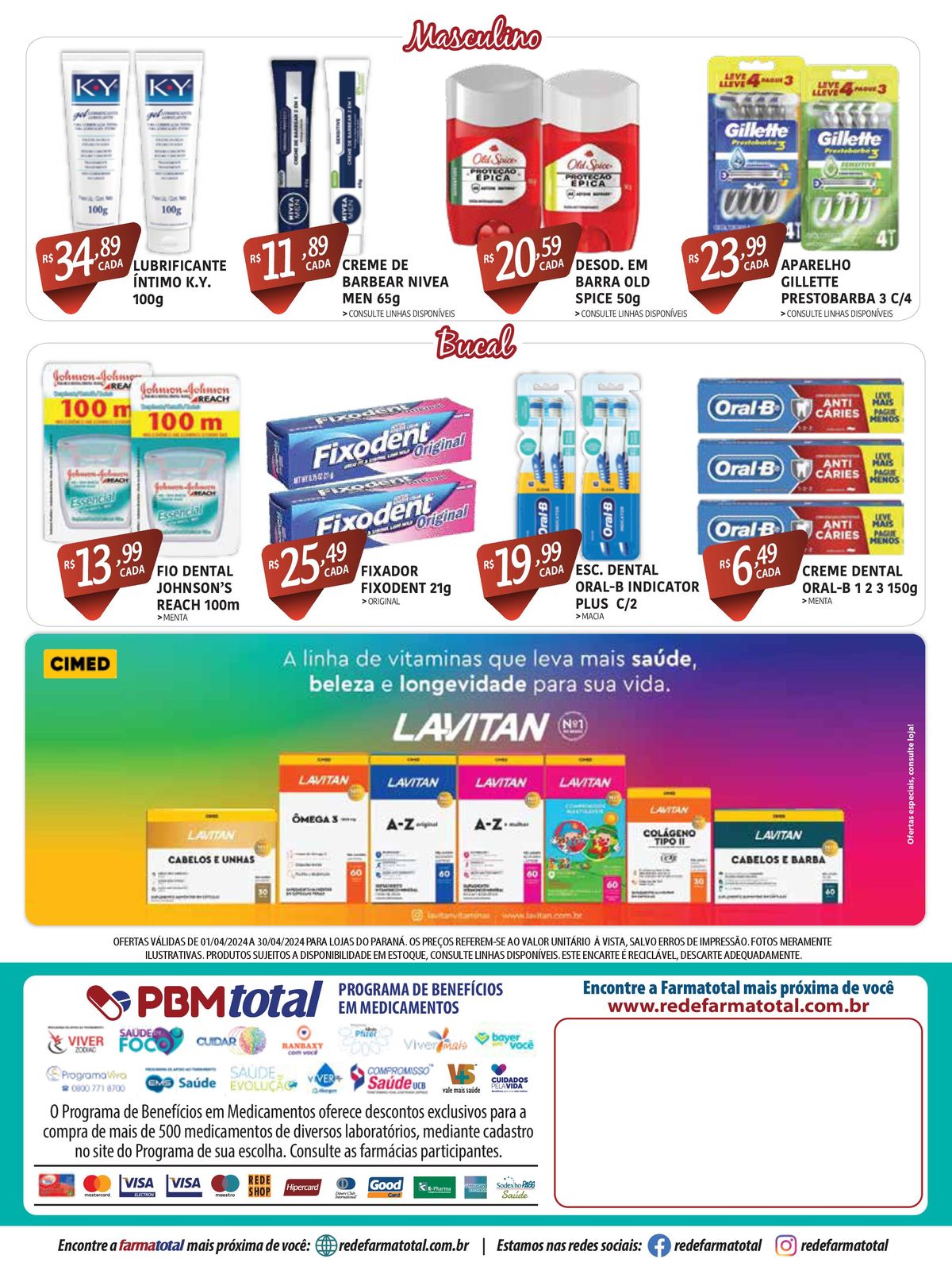 Ofertas em produtos de higiene pessoal e cuidados bucais