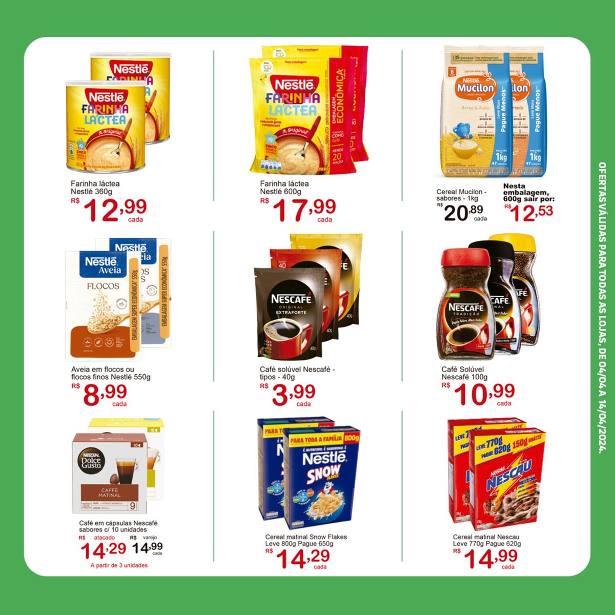 Ofertas em cereais e café Nestlé e Nescafé