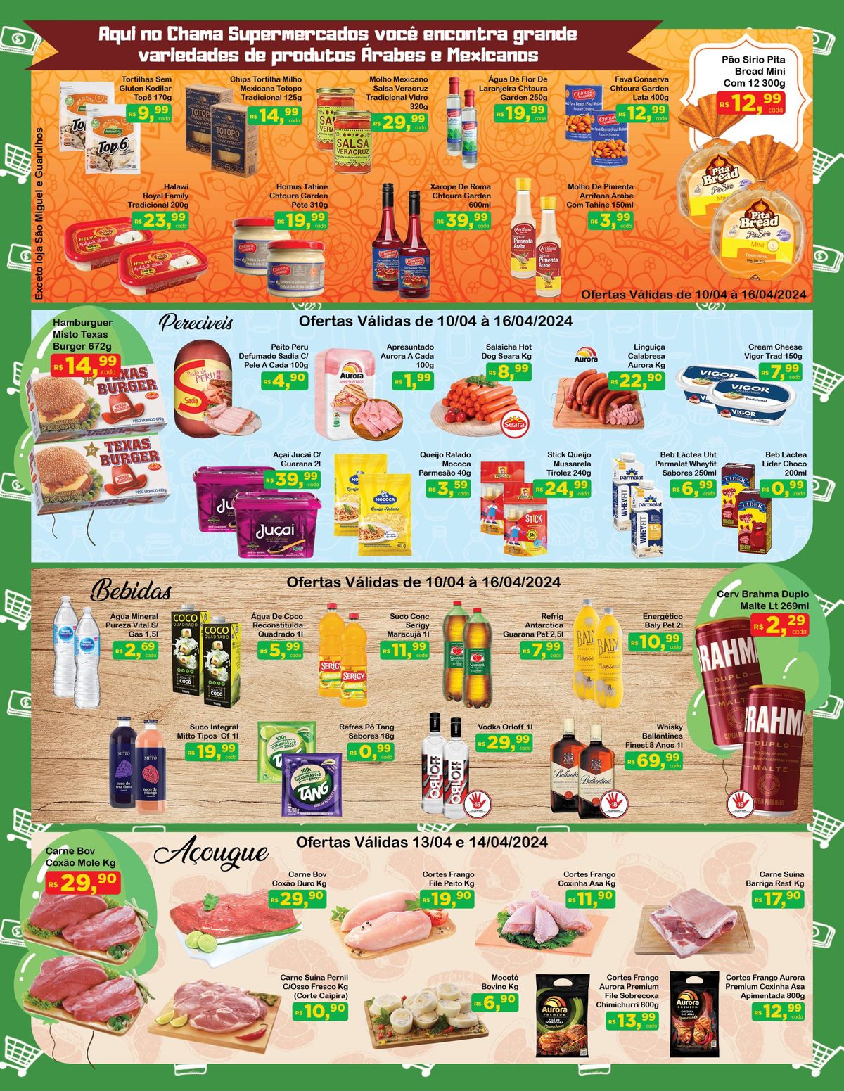 Promoção em produtos árabes e mexicanos no Chama Supermercados