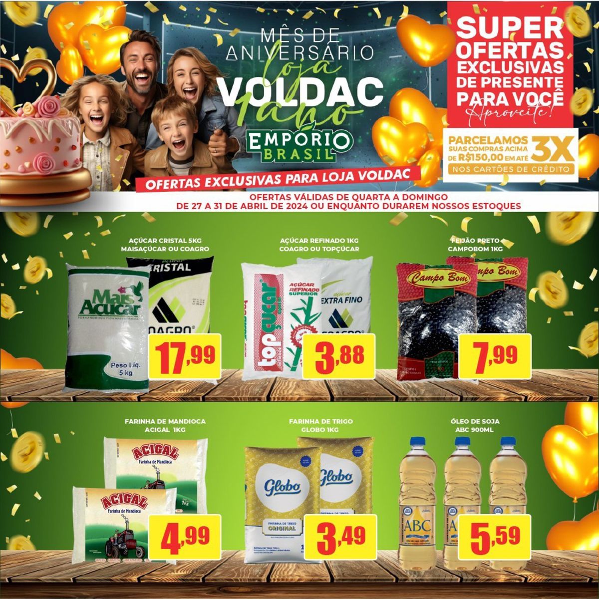 Ofertas válidas de quarta a domingo: Açúcar Cristal 5kg por um preço especial