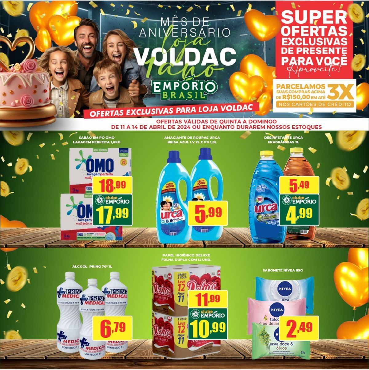 Promoção Aniversário com descontos em diversos produtos