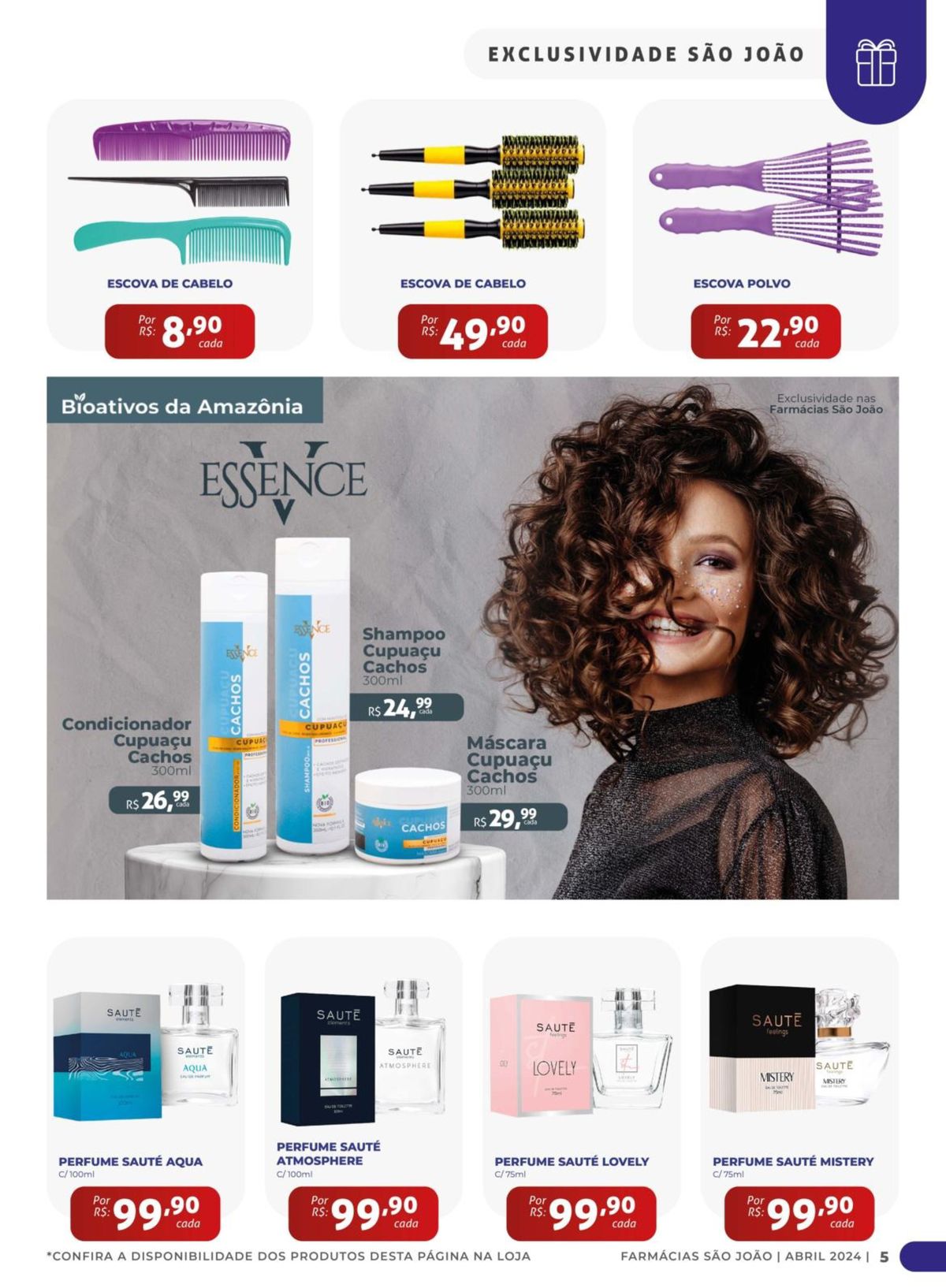 Promoção exclusiva de escova de cabelo e perfumes Saute