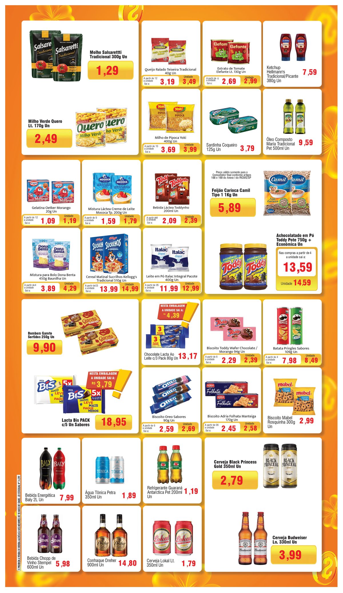 Promoções em Supermercados: Molho Salsarettti, Queijo Ralado Teixeira, Milho de Pipoca Yoki e mais