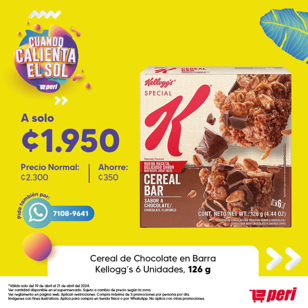 Cereal de Chocolate en Barra Kellogg's 6 Unidades, 126 g