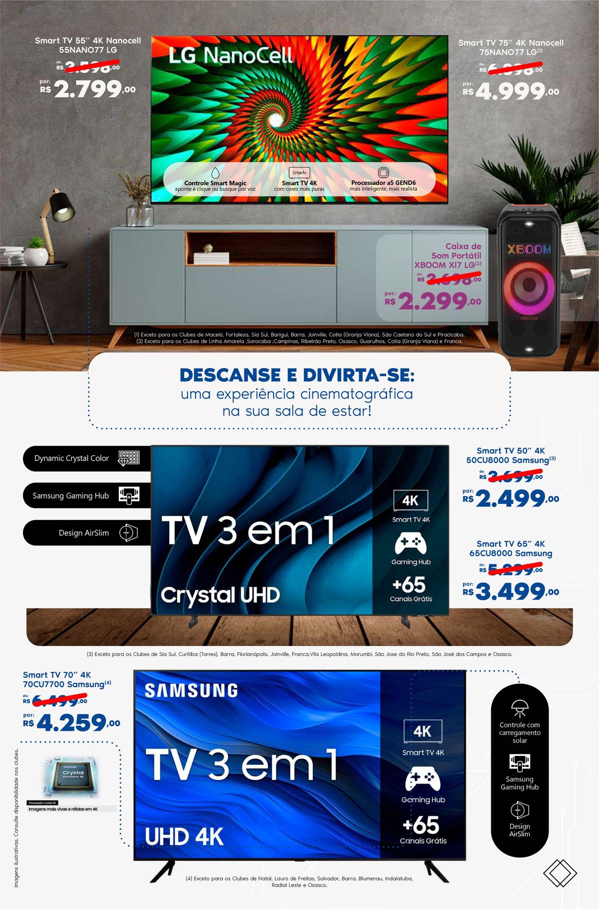 Smart TVs LG e Samsung em promoção