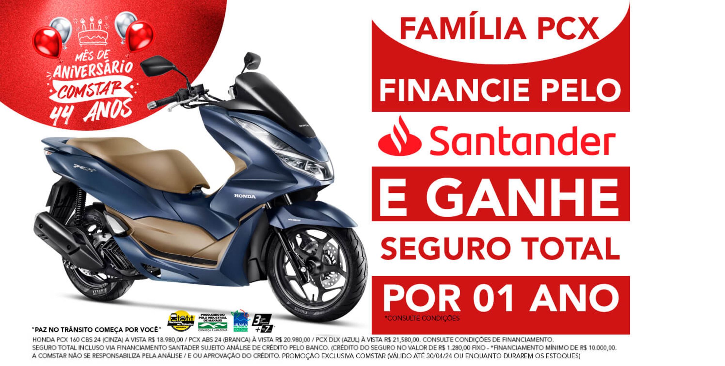 Promoção exclusiva Comstar para Scooters Honda PCX