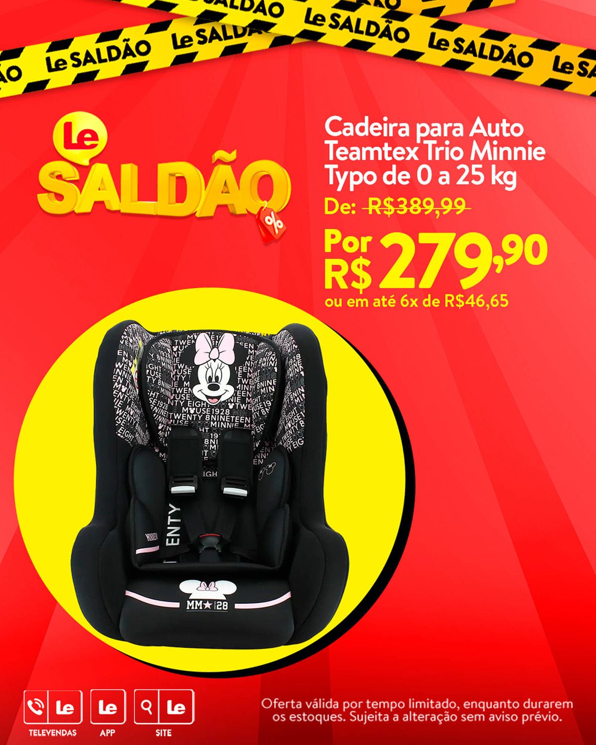 Cadeira para Auto Teamtex Trio Minnie - Desconto Especial