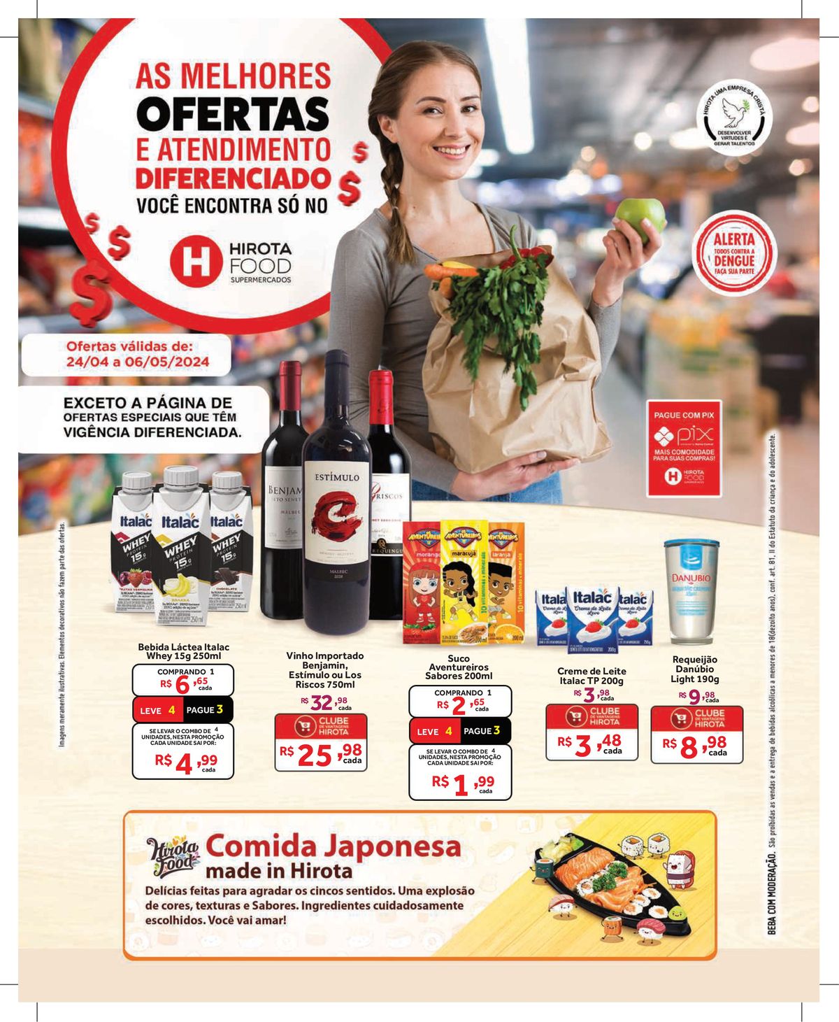 Promoções em Bebidas Lácteas, Vinhos e Outros Produtos Alimentícios, Ofertas Hirota Food Supermerca