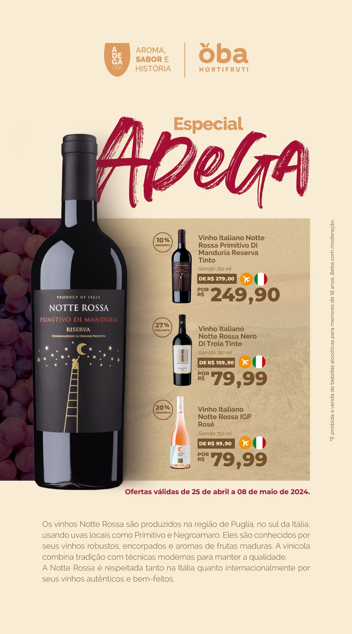 Promoção de Vinhos Italianos Notte Rossa