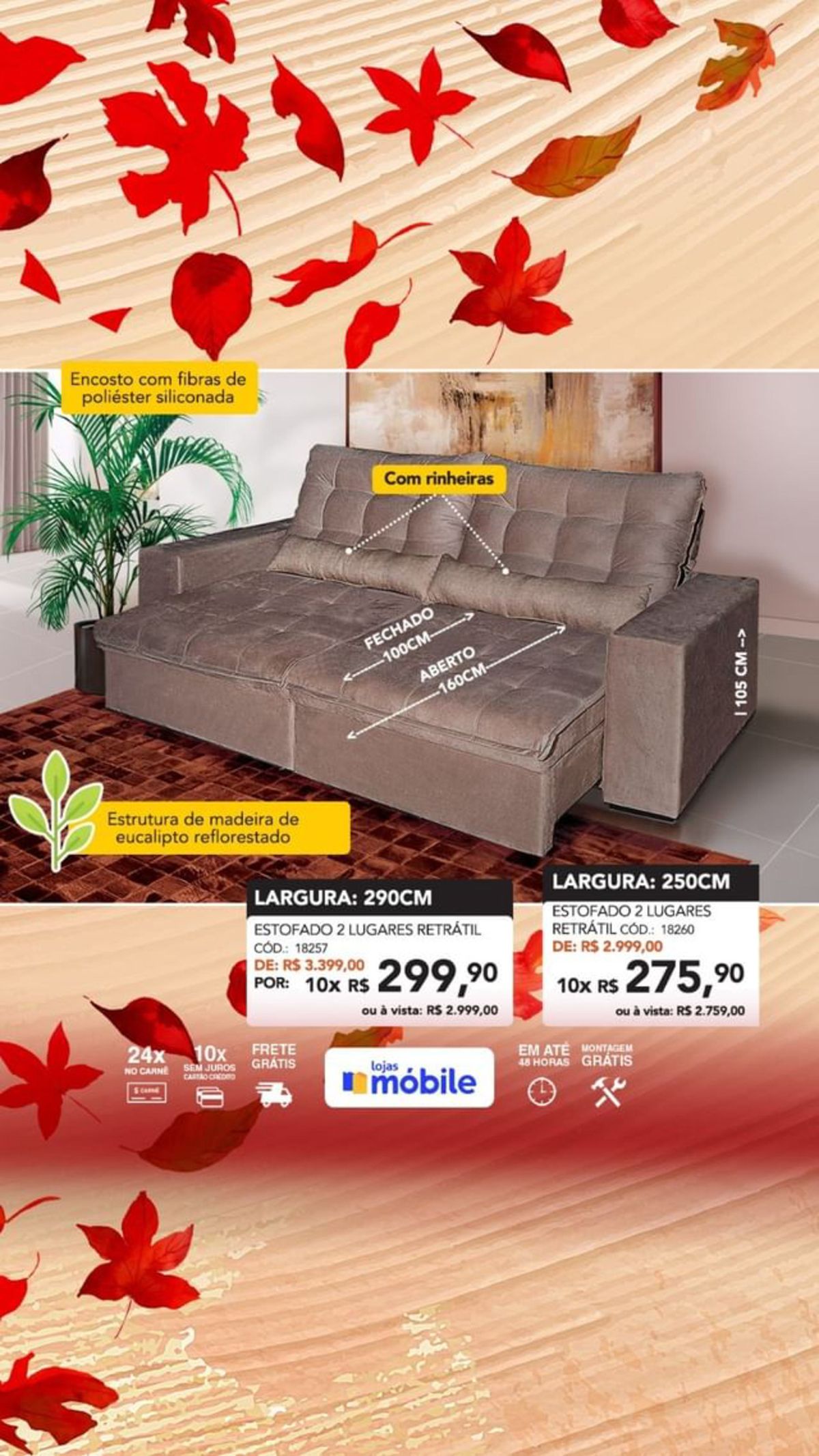 Móveis de sala em promoção: estofado 2 lugares retrátil