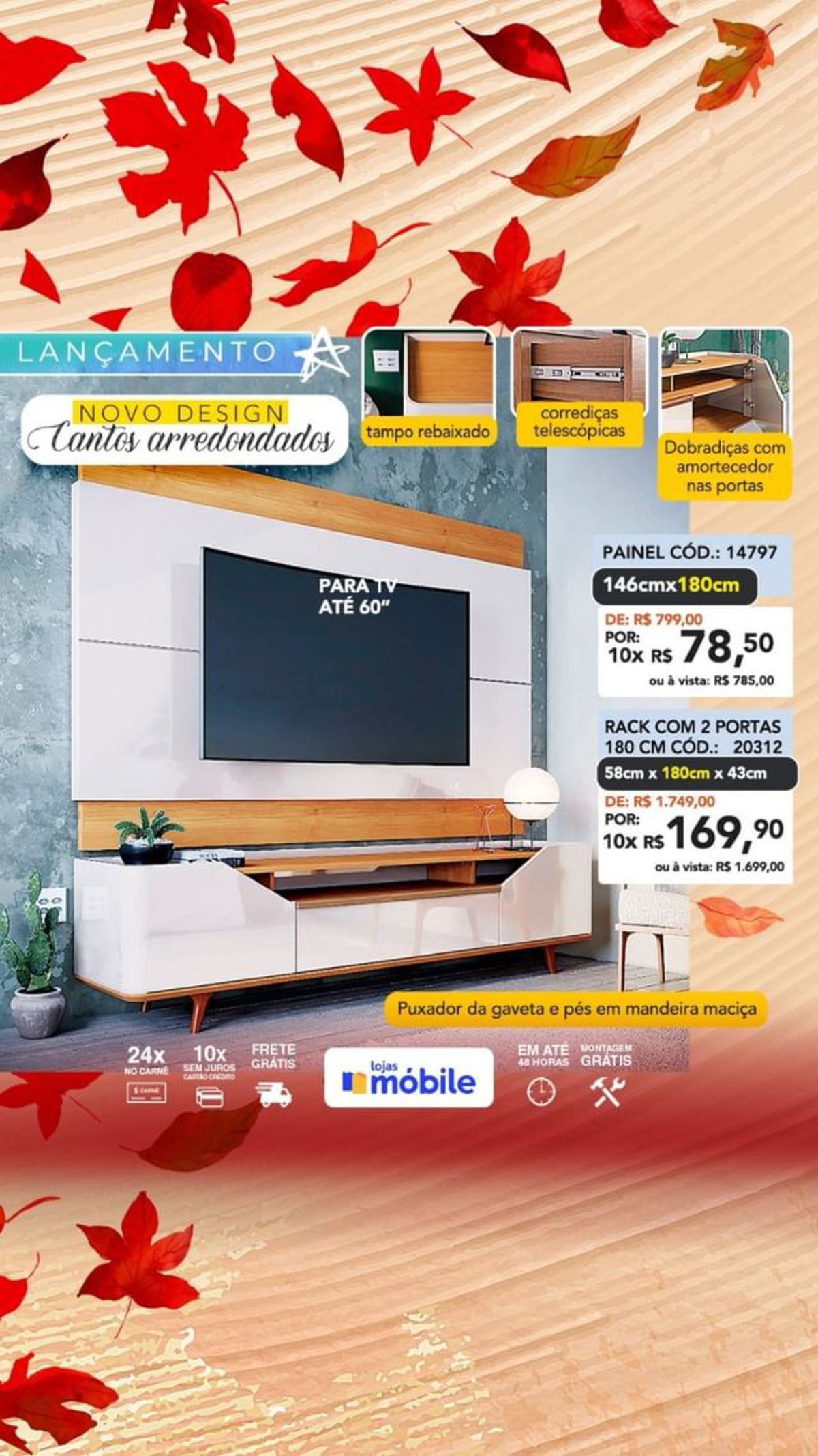 Corrediças Telescópicas e Dobradiças com Amortecedor em Promoção