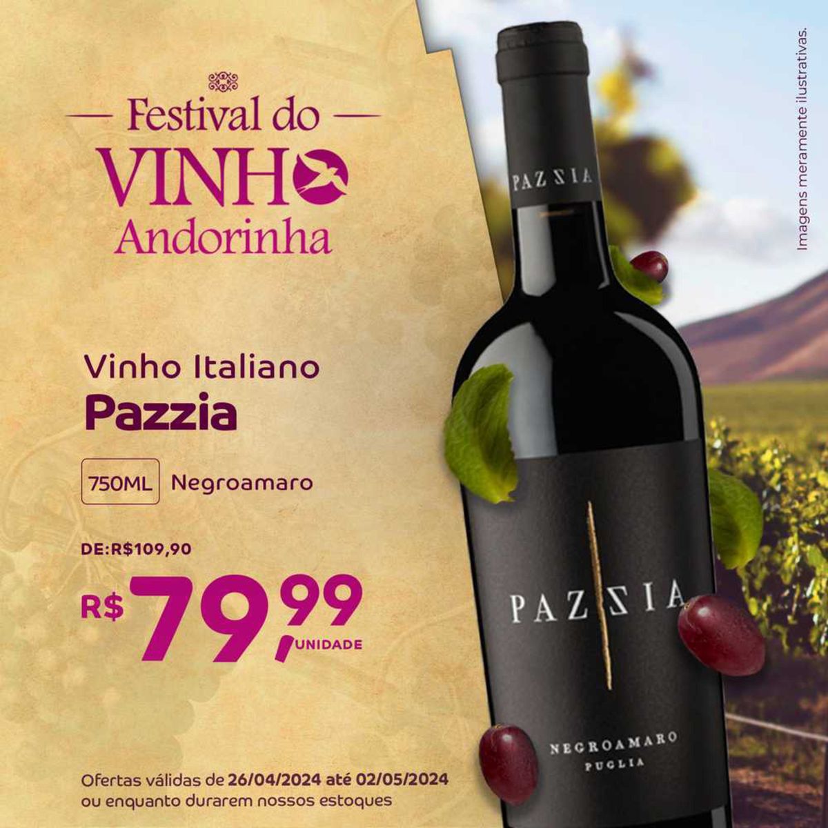 Vinho Italiano Pazzia 750ML por R$ 79,99