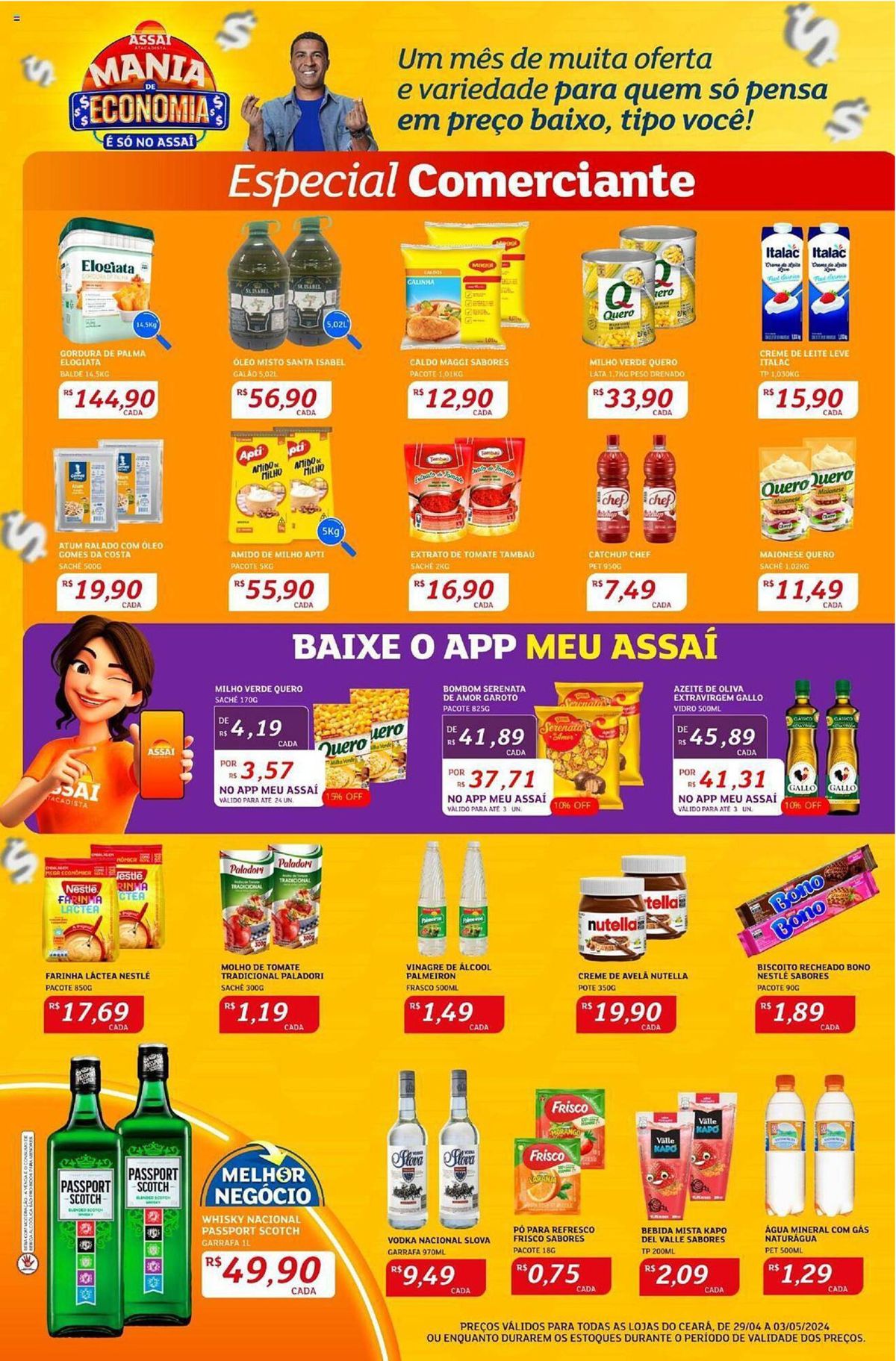 Promoção em produtos de mercearia e bebidas