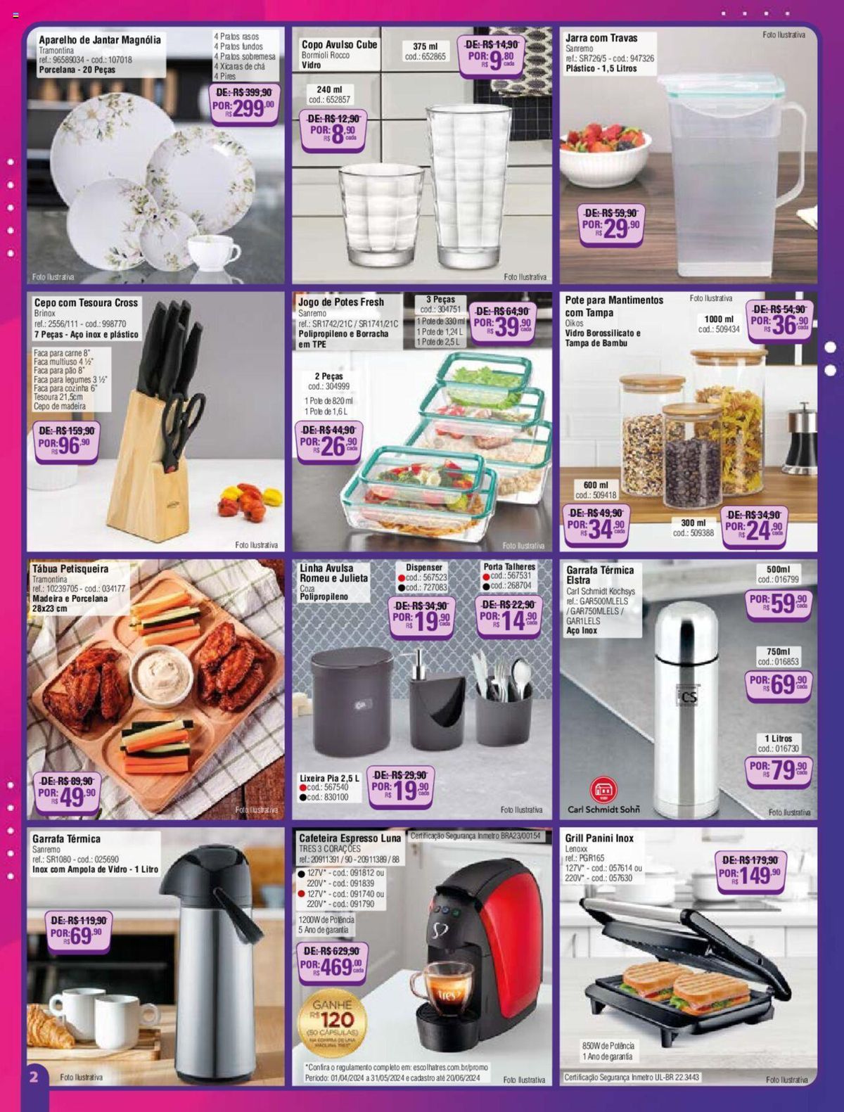 Ofertas em utensílios de cozinha e mesa