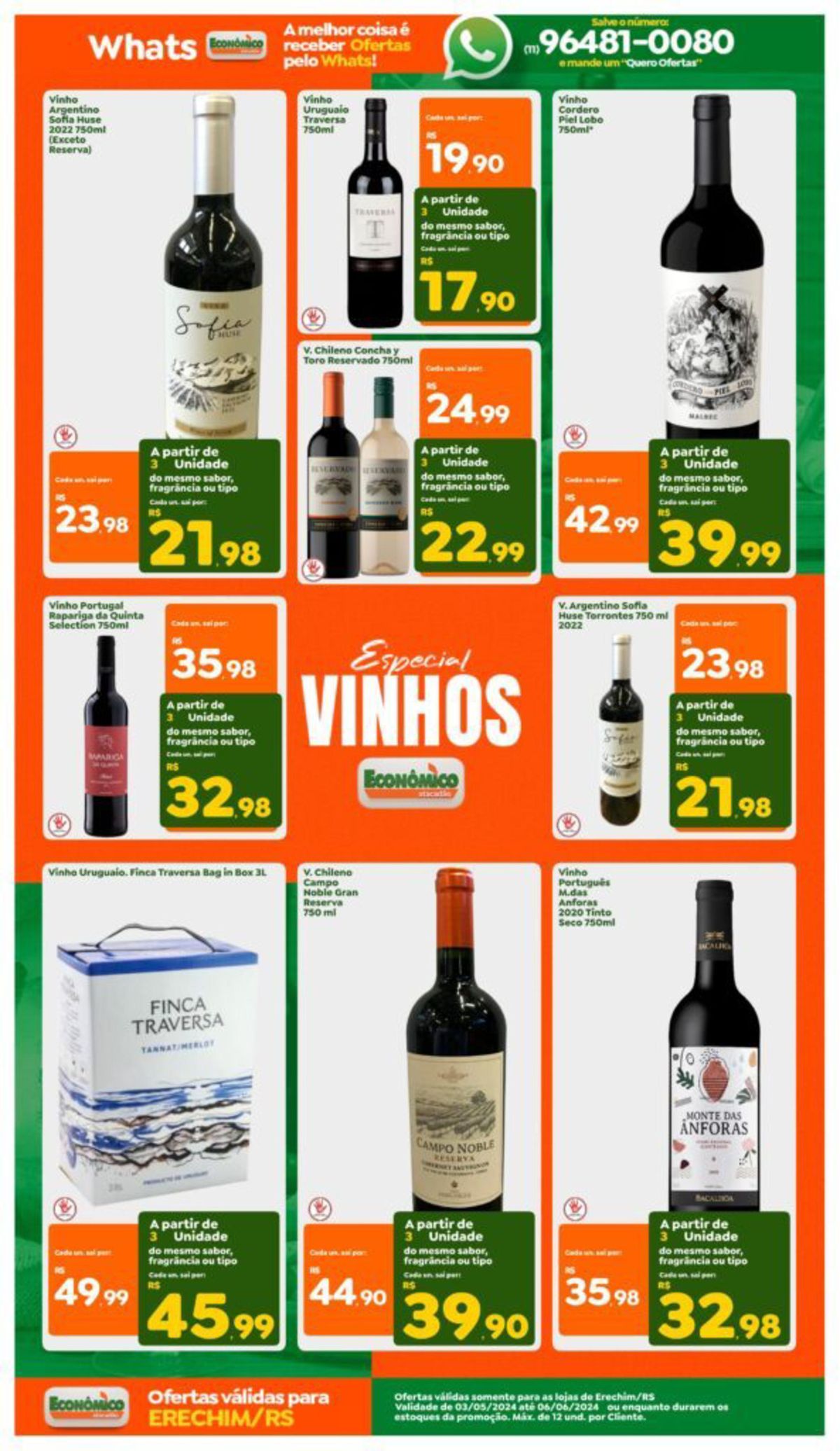 Vinhos em promoção no Econômico Atacadão