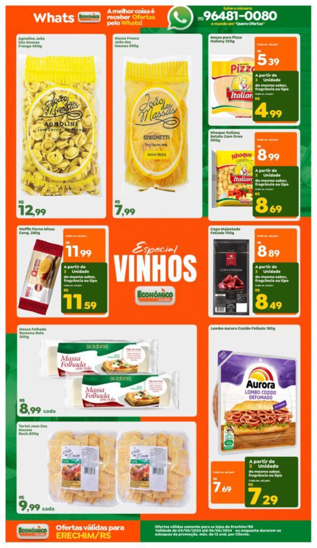 Ofertas especiais em massas, frangos e frios