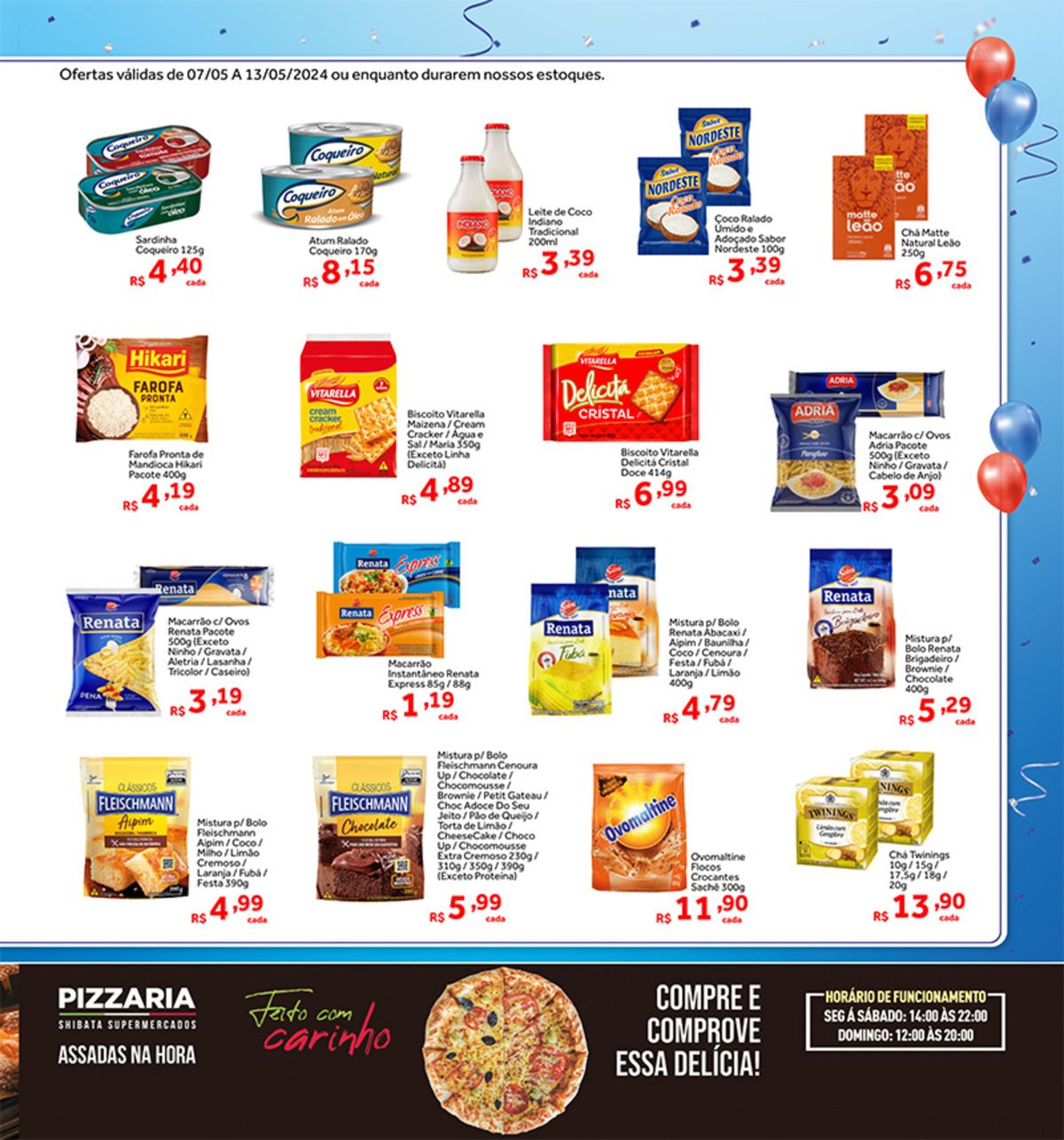 Promoções em alimentos variados no Shibata Supermercados