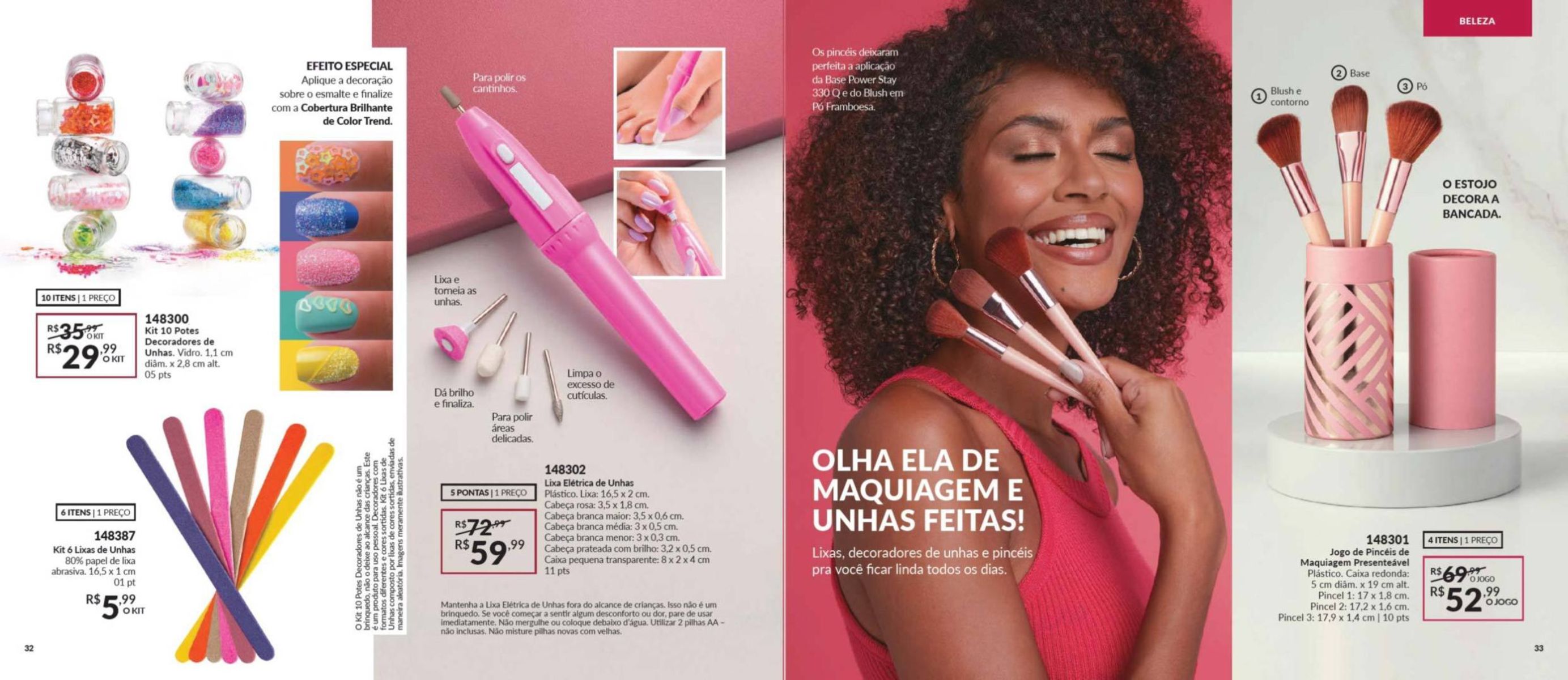 Kit 10 Potes Decoradores de Unhas com Lixa Elétrica