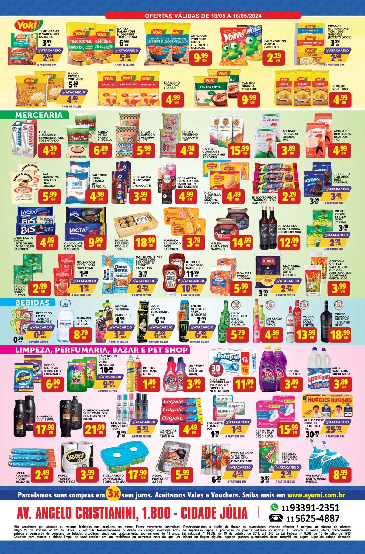 Promoção de produtos de supermercado da Ayumi Supermercados