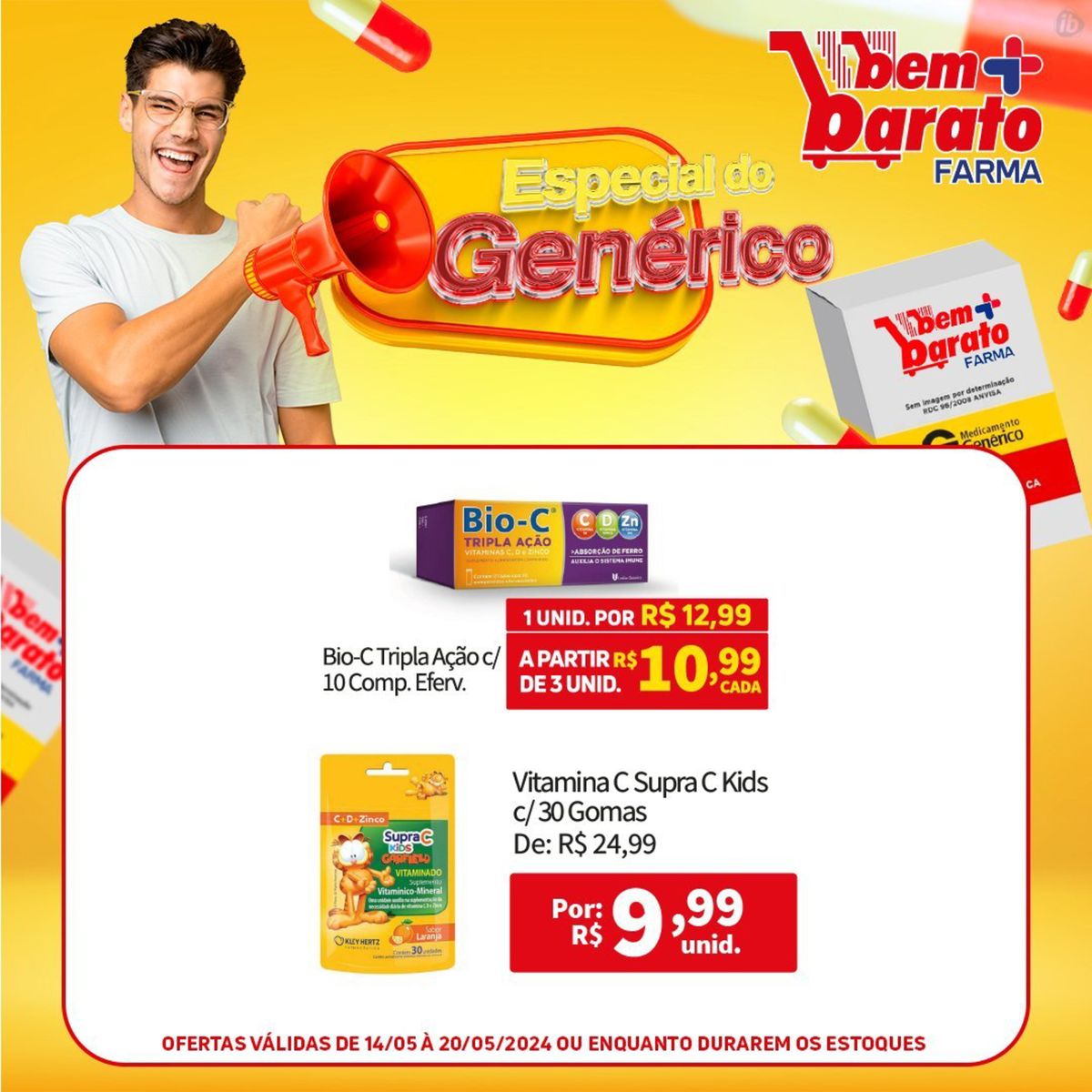 Bio-C Tripla Ação c/ ENS e Vitamina C Supra C Kids em promoção