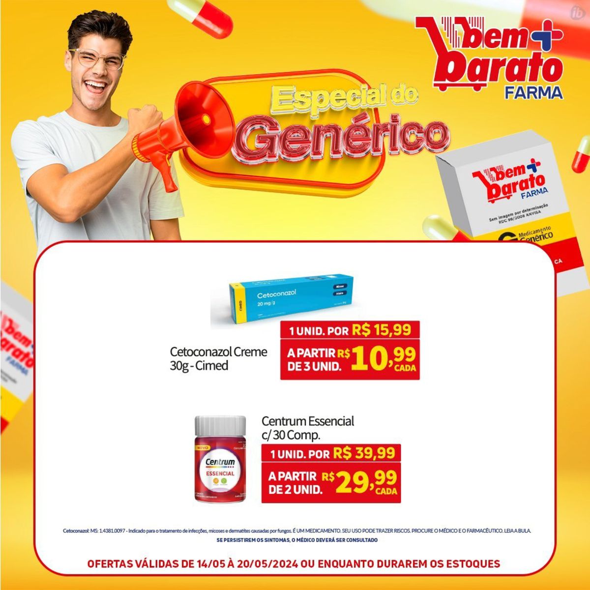 Cetoconazol creme e Centrum Essencial em promoção