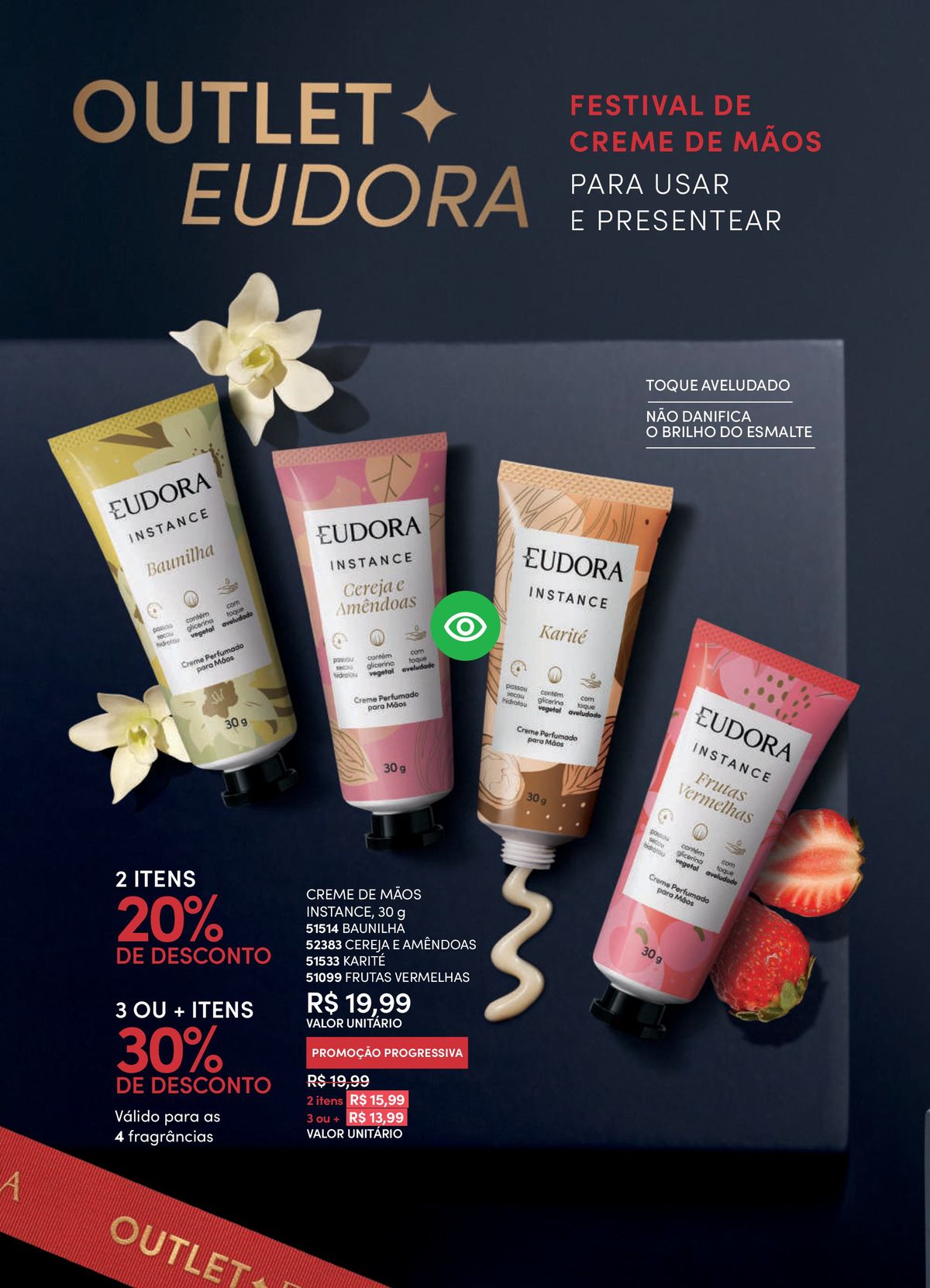 Desconto de 30% em creme de mãos Eudora