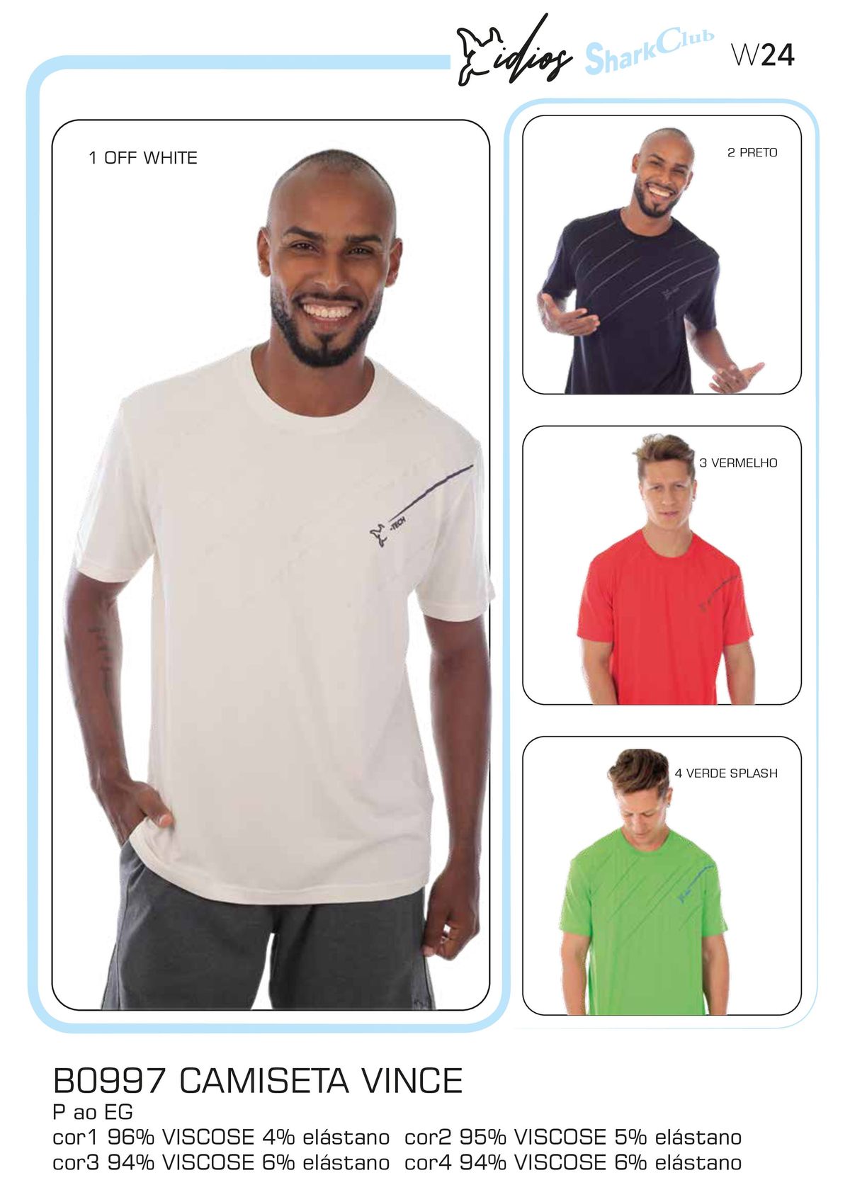 Camisetas masculinas de diferentes cores em desconto