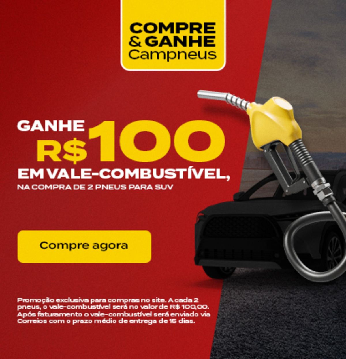 Compre pneus e ganhe vale-combustível de R$100,00